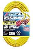 US Wire 74050 50-Foot Heavy Duty Lighted Plug Extension Cord (Yellow, 4-Pack)