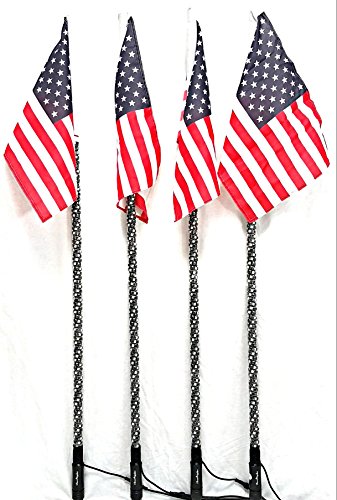 AMERICAN DREAM WRAPPED LED SMART WHIPS PAIRS 316 MODES FOR RZR SIDE BY SIDES 2' 3' 4' (2 FOOT PAIR)