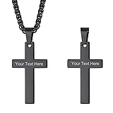 Personalized Simple Plain Cross Necklace, Black