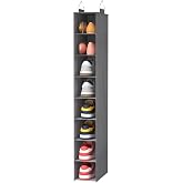 Lifewit 8 Section Hanging Shoe Storage Organizer for Closet Foldable, Gray | Folding Shoe Racks, Fabric Shoes Storage with Two Hangers, Closet Organizers and Storage for Wardrode, Dorm