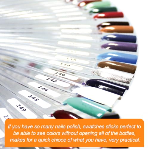 JASSINS 50 Pcs Nail Swatch Sticks with Ring and Number posted, Clear