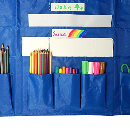 Organization Center Pocket Chart, Wall File Organizer Folder with 27 File Pockets+9 Small Pockets, 30 Dry-Erase Cards Plus 8 Hangers Hooks, Perfect for Office, Home, School, Studio, etc. 41 X 40 inch