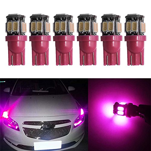 YaaGoo Compact Small bulb License Plate Lights Lamp,T10 168 194 2825 W5W,pink,6pcs
