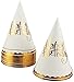 Party Hats - 12-Pack Cone Hats for Kids Birthday Party, Celebration Event - Party Accessories, Decorative Party Supplies, Gold Scalloped Trim, 6 x 8.7 x 6.2 Inches, Gold and White