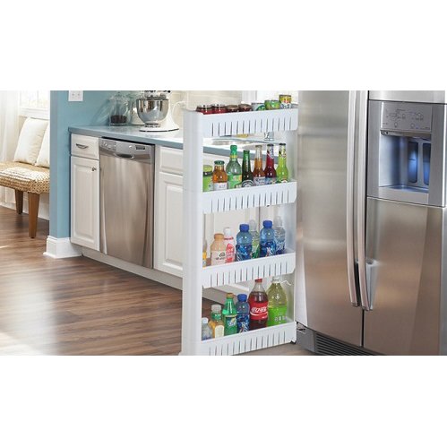 Slim Storage Cabinet Organizer Slide Out Cart Rack with Wheels for Narrow Spaces in Laundry Kitchen Bathroom Apartments Closets (3 Tier)