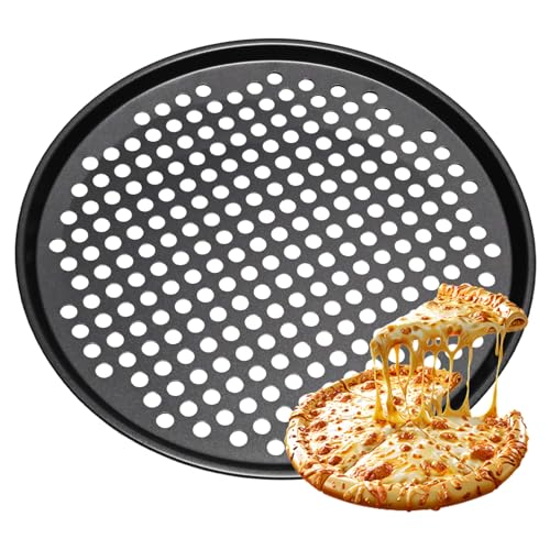 WINDAWNKE 12.6 Inch Round Pizza Pan with Holes, Carbon Steel Pizza Pans for Frozen & Homemade Pizza, Nonstick Pizza Tray for Oven