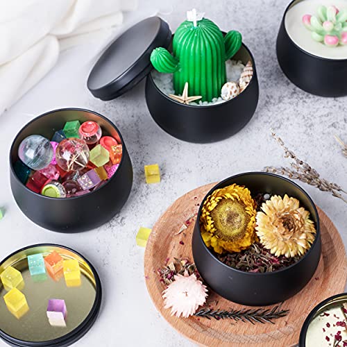 SIMPZIA Candle Tins, 24 x 8oz Candle Jars for Making Candles, Metal Tins with Lids, Candle Containers for Making Candles, Black Tins Each 8oz