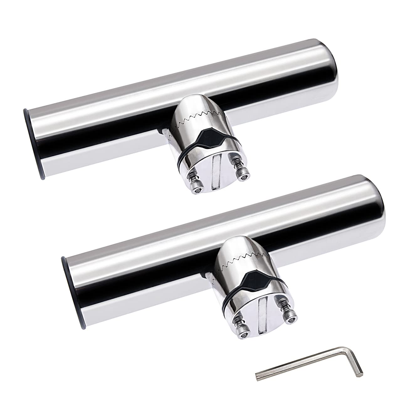 KAOLALI Boat Rod Holder, Stainless Steel Fishing Rod Holder for Boats Yachts 360 Degree Adjustable Suitable for Rails from 22MM to 26MM (2PCS)