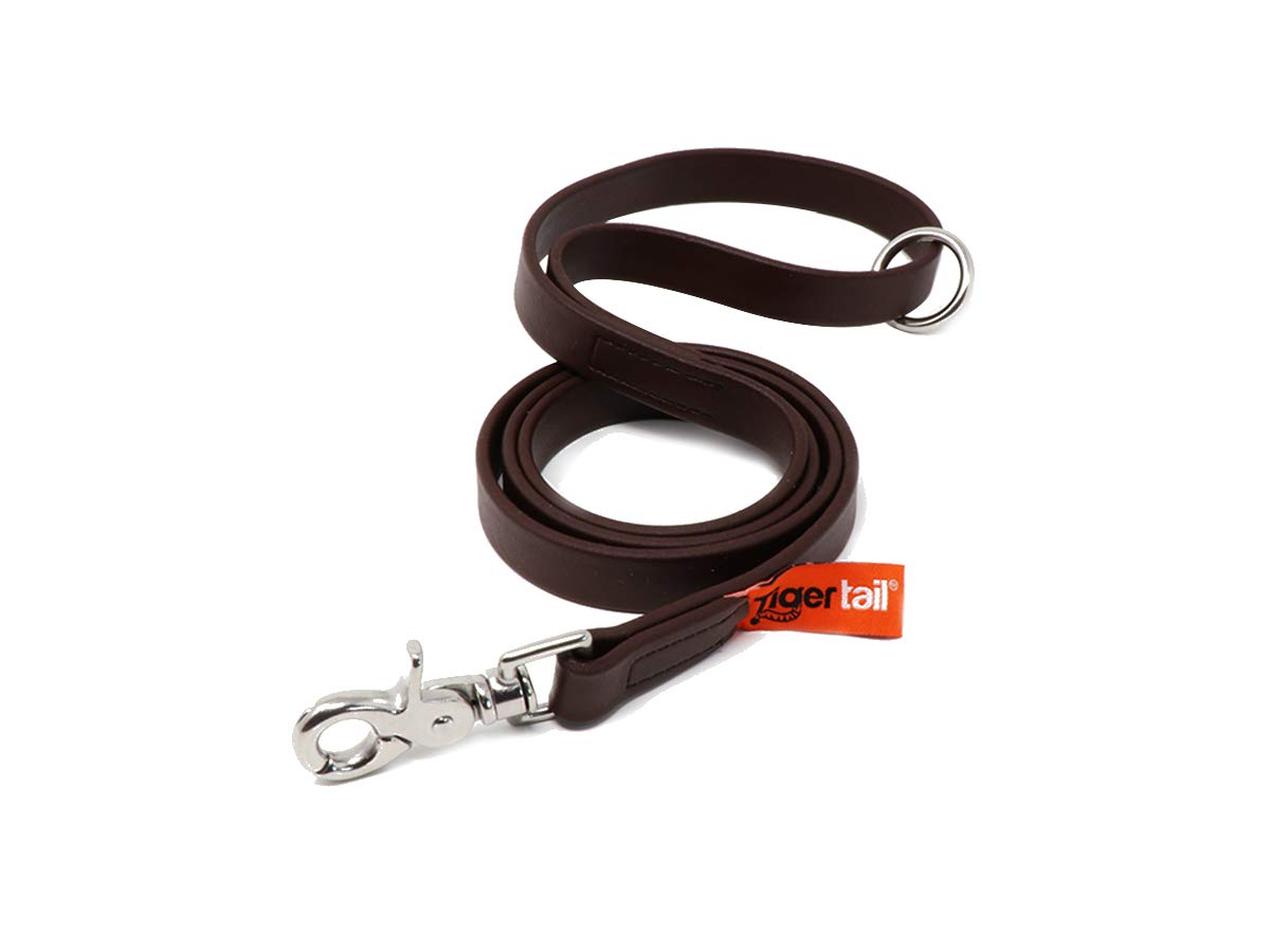 Tiger Tail LEATHERISH Dog Leash - Waterproof and Odor Proof Alternative-Leather Lead | for Large, Medium & Small Dogs | Brown, 4ft