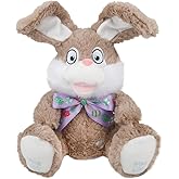 Humor Ted Peek a Boo Easter Bunny Repeat What You Say Singing with Floppy Ears Talking Plush Baby Toys Easter Rabbit Gifts Musical Toy Bunny Stuffed Animals for Toddler Baby Kids 12“(Beige)