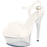 Baffoloo Women's Clear Platform Stiletto High-heeled Sexy Ankle Strap Dance Heels Sandals