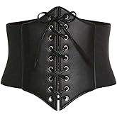 Verdusa Women's Renaissance Corset Belt Waist PU Leather Lace Up Waistband