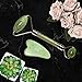 Genuine Jade Roller and Gua Sha Scraping Facial Tools Set | Anti Aging Natural Green Stone Massager for Rejuvenating Skin and Slimming Face