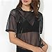 TOPUNDER Women Clothing 2018 Women Hollow Blouse Transparent Round Neck Top Short Sleeve T-Shirt Topunder