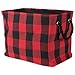 DII Buffalo Check Storage Collection Collapsible Bin with Handles, Medium Rectangle, 16x10x12, Red & Black