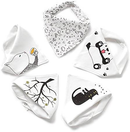 Baby Bandana Drool Bibs Unisex White Toddler Infant Bibs 5-Pack Soft Absorbent Hypoallergenic Newborn Teething Bibs For Boys And Girls