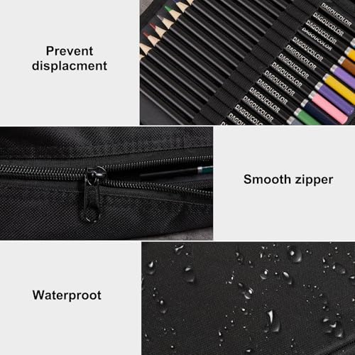 DagouColor Colors Pencil Shoulder Bag, 136 Pencils Drawing Kit, Drawing Set with 3-Color Sketchbook & Coloring Book, Art Supplies For Beginner Artists Professional Media