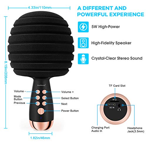 ZealSound Karaoke Mikrofon Bluetooth Karaoke Mikrofon Wireless Karaoke Mikrofon Tragbares 4-in-1 Handheld Microphone… – Bild 6