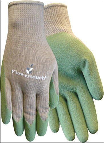 Red Steer 206-3S Women's Flowertouch Spring Green Textured Rubber Palm Multi-Purpose Work Gloves [Set of 3 Pairs] (Small)