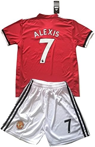 Gadzhinski2017 Alexis #7 Manchester United 2017-18 Kids/Youths Home Soccer Jersey & Shorts (7-8 Years Old)