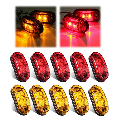 Sodcay 10 Pack 2 Diode Trailer Marker Lights, 2.5In LED Trailer Marker