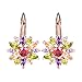 BAMOER 18K Rose Gold Plated Snowflake Leverback Earrings with Cubic Zirconia for Women Girls CZ Jewelry Fashion Drop Earrings 3 Style