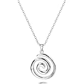 Rnivida Spiral Pendant Necklace for Women,14k Gold Plated Jewelry Gift with Adjustable Stainless Steel Chain 18‘’