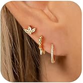 Tasiso Gold Hoop Earrings for Women, Dainty 14K Gold Plated Huggie Hoop Earrings Lightweight Hypoallergenic Earring Set Cubic Zircon Earrings Pack for Women Trendy Jewelry Gifts