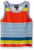 French Toast Little Boys' Printed Stripe Tank, Orange Mandarin, 4