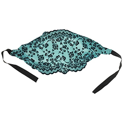 Teal Untied Headwrap Head Band with Velvet Black Flowers