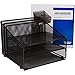 Dasher Products Office Desk Organizer Metal Mesh with 3 Paper Trays and 2 Vertical Upright Sections, Desktop File Holder for Letter Size A4, Folders, Stationary, and Desk Accessories Black