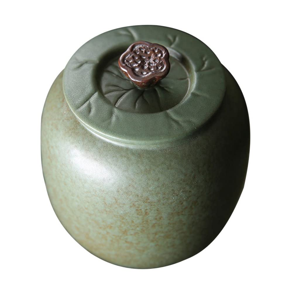 Tofficu Ceramic Tea Container with Airtight Lid Large Desktop Organizer Multi-Functional Jar for Sugar Coffee Loose Tea Storage Elegant Kitchen Decoration