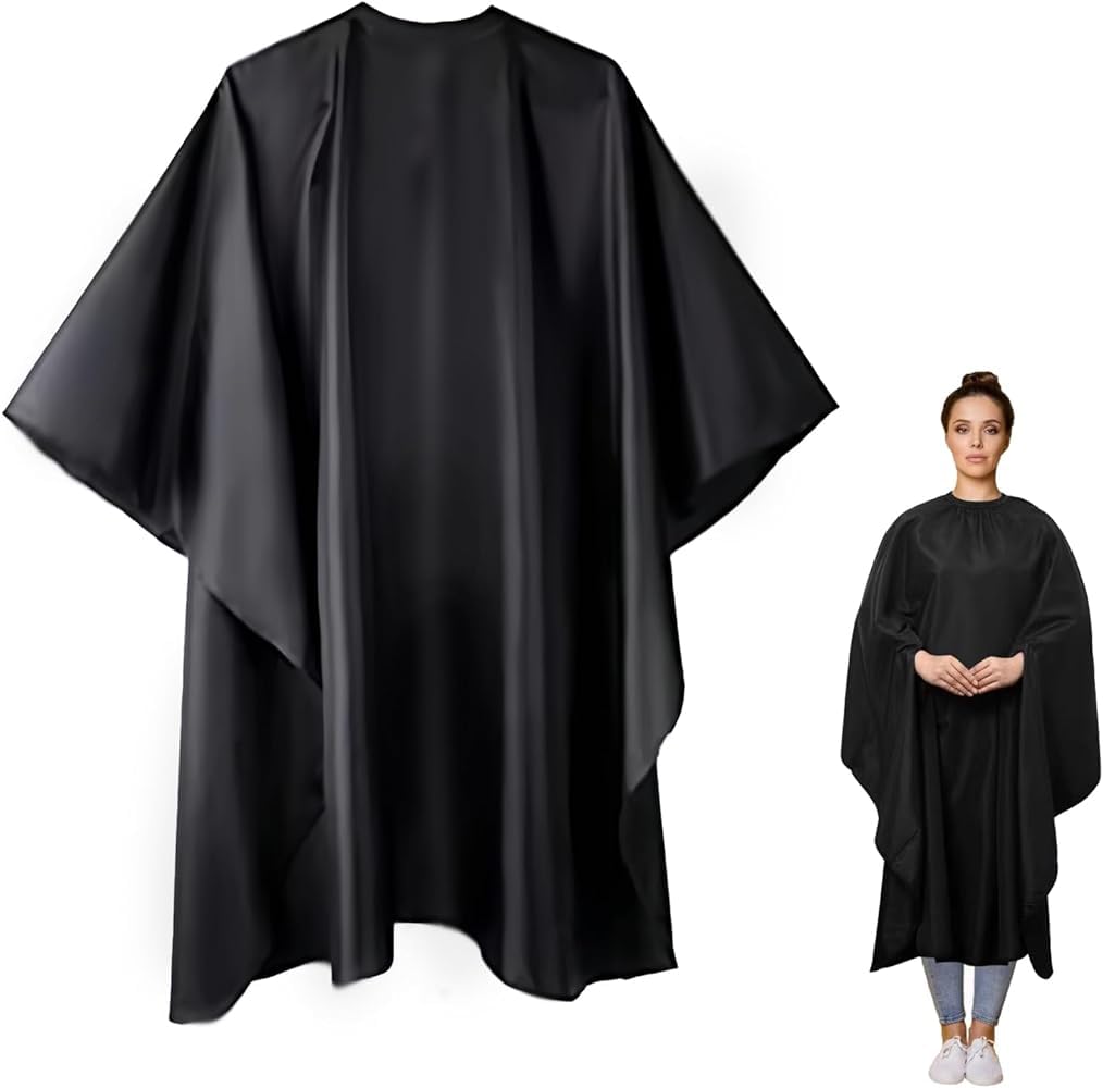 Holbé Hairdressing Cape 145 x155cm (57"×61")/ 8 poppers snap closure fits all neck size/Waterproof/Lightweight/Stain resistant/Hanging loop