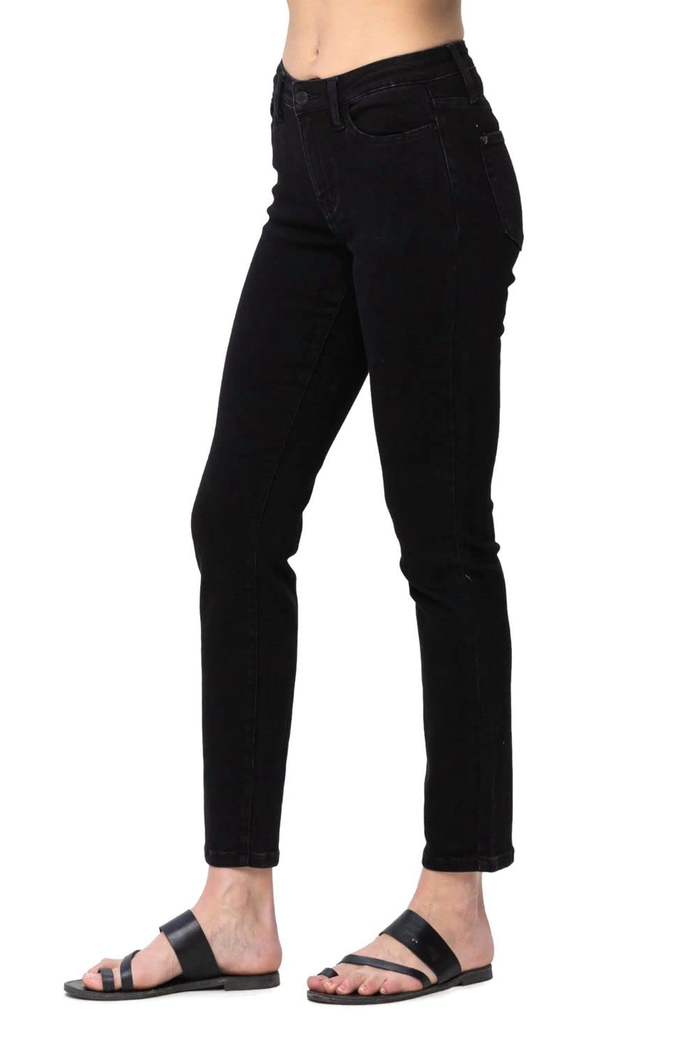 Photo 1 of Judy Blue Women's Mid Rise Basic Slim Fit Jeans (as1, Numeric, Numeric_7, Regular, Regular, Black)