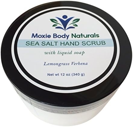 Natural Sea Salt Hand and Body Scrub With Liquid Soap, LEMONGRASS VERBENA. All Skin Types. No Parabens, Phthalates, Dyes, Gluten, Artificial Preservatives. Made in USA, 12 Ounces