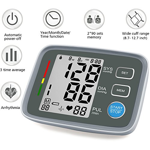 Blood Pressure Monitor, AlphaMed Upper Arm BP Monitor Blood Pressure Cuff with Memory Storage Pulse Diastolic Systolic Measurement and Large Screen Displaying