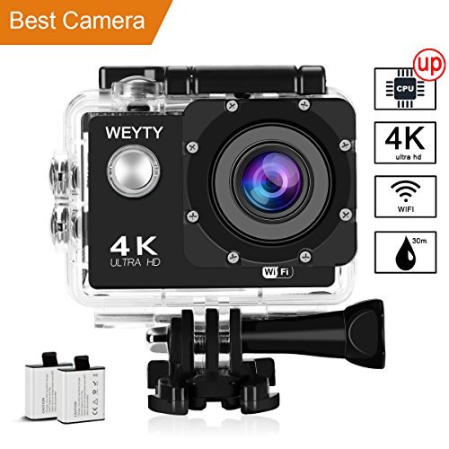 Action Camera WeyTy X6S 4K 30m Underwater Camera 16MP Wifi Sport Camera 170°Wide Angle Waterproof Camera With 2x1350 mAh Rechargeable Batteries And Full Accessories Compatible With GoPro
