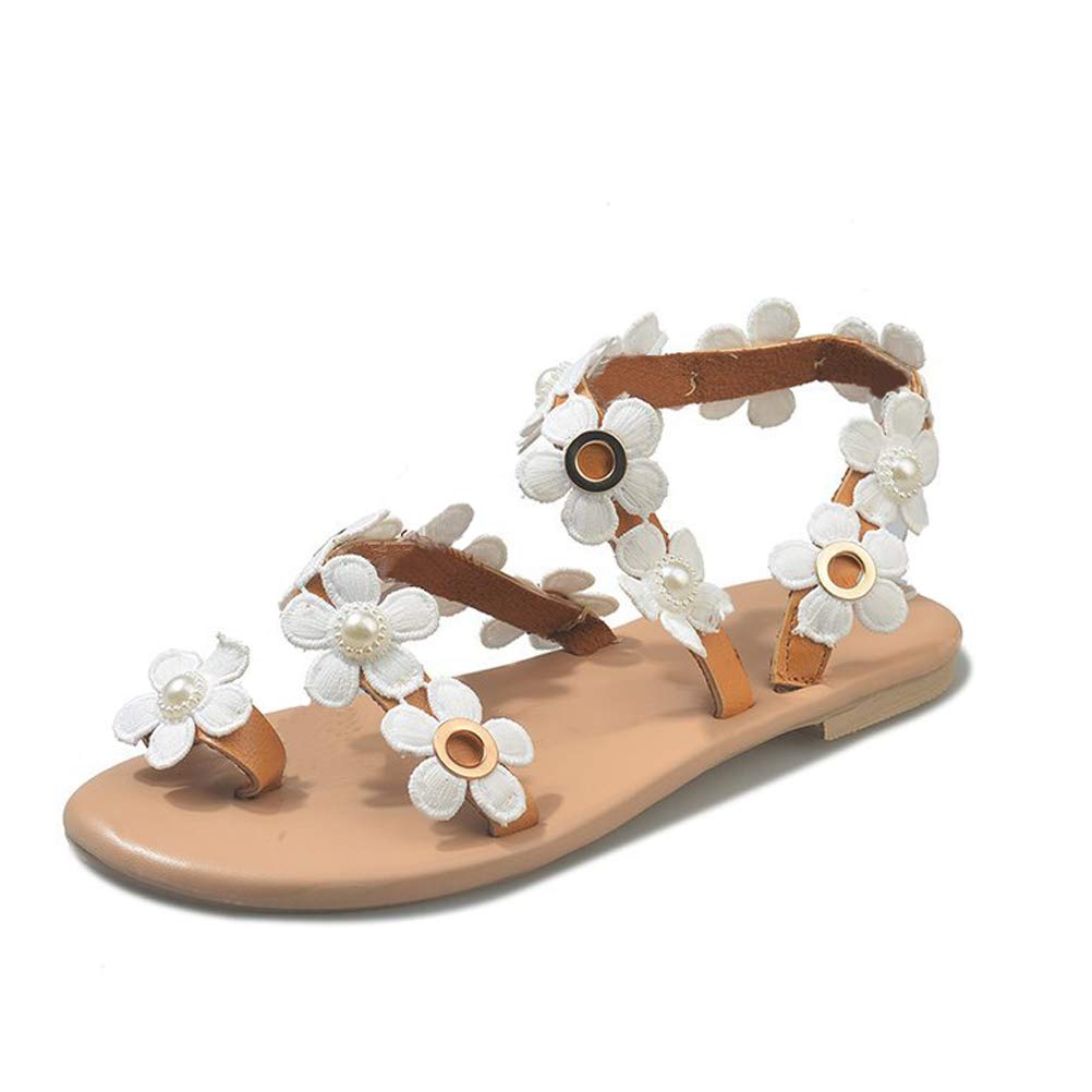 AIJIVOU Women's Rhinestone Flat Sandals, Women Flip Flops with Clip Toe RingBeadeed Rhinestone Crystal Jeweled Sandal…
