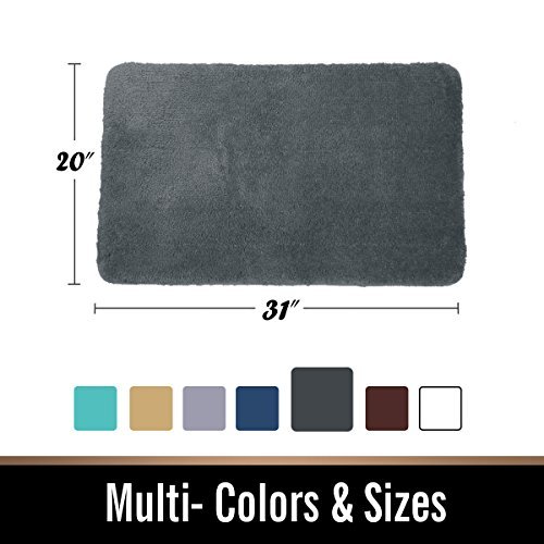 [- mayshine Bath Mat Bathroom Rug Non-slip Machine washable Soft Microfiber 50x80 cm Dark Grey - 4 