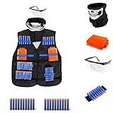 4inLoveMe Breathable Tactical Vest Kit for Nerf N-Strike Elite Tactical Vest Kit (1 x Tactical Vest, 1 x Six Dart Quick Reload Clip 20 Elite Darts 1 x safety goggles 1 x Hand Wrist Band 1 x Face Mask)