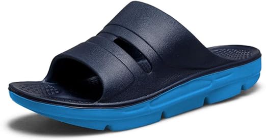 black and blue slippers