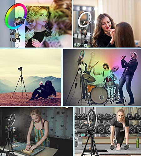 Ringlicht mit Stativ, COOLHOOD LED Ring Light Selfie Ringleuchte mit 18 RGB & 3 Normale Farben Dimmbare Led-Licht Tik… – Bild 8