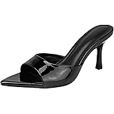 Galonfulty Women's Patent Leather Pointed Toe Open Toe High Heel Sandals Comfortable Slingback Slip-On Mule Sandals Fashionable Formal Party Dresses Pumps