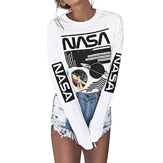 Ezcosplay Crew Neck Long Sleeve Letter Printed Shirt Graphic Tee Tops for Women