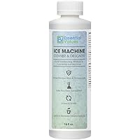 Essential Values Ice Machine Cleaner 16 fl oz, Nickel Safe Descaler | Ice Maker Cleaner Compatible with: Whirlpool 4396808, Manitowac, Ice-O-Matic, Scotsman, Follett & more! - Made in USA