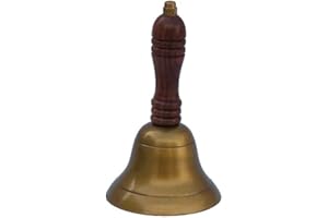 Hampton Nautical Bl-2016-AN 3Xglass-101 Antique Brass Hand Bell 7" - Nautical Bell - Brass Bells