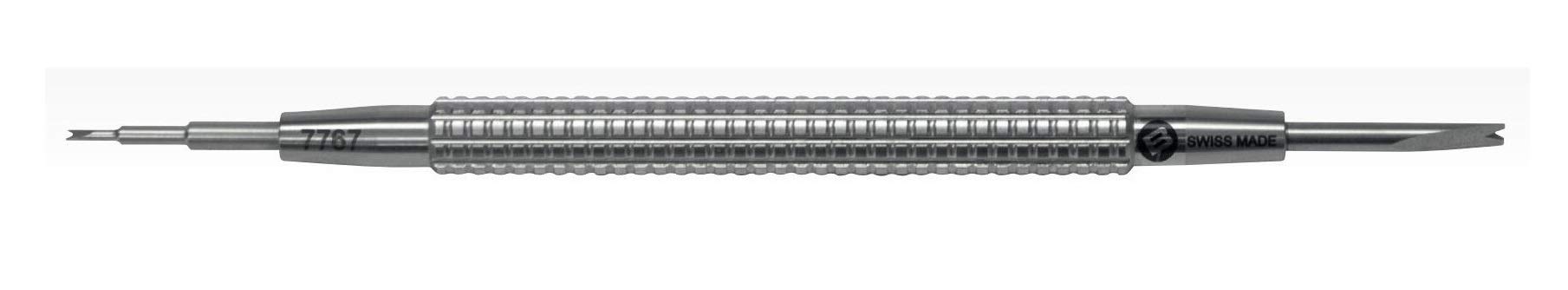 Bergeon 7767-SF Watch Spring Bar Tool - Long Stainless Steel Handle with Replaceable Screw In Fine Tool Ends(With 2 Different Sizes of Folks)