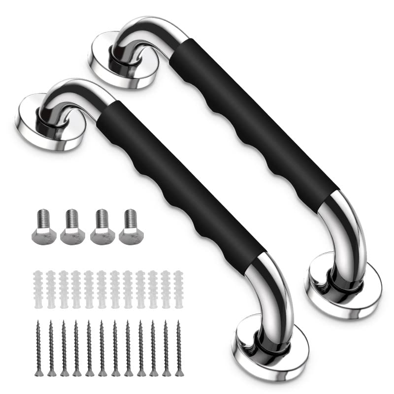 Shower Grab Bars for Seniors Bathtubs Toilets and Showers (2 Pack) (16 inch) Bathroom Anti Slip Safety Grab Bar Handicap Grab Rails for Elderly, Pregnant (Wall Mounted)
