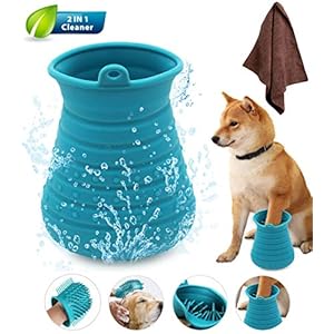 Idepet – Limpiador de patas de perro, cepillo de limpieza portátil con toalla, para limpieza de patas de perros y gatos