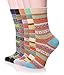 Color City Womens 5 Pairs Colorful Thick Knitting Cotton Crew Socks - Warm Wool Winter Socks,Free Size,Style F